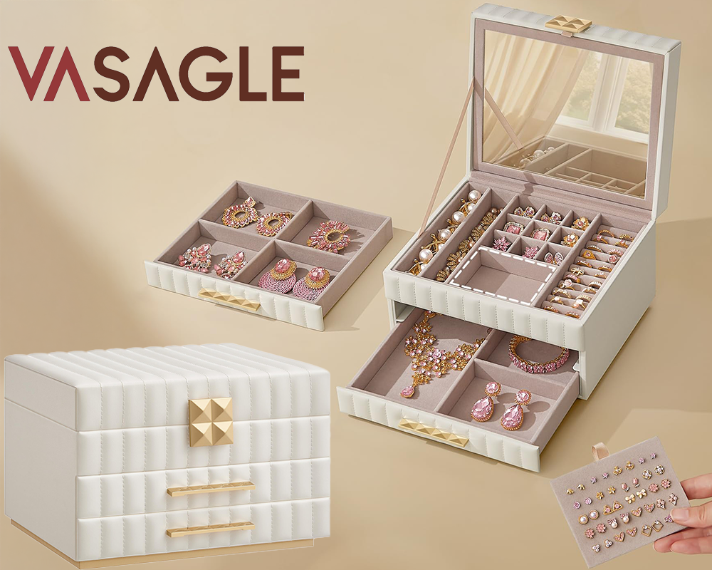 3-Tier Jewellery Box with Mirror