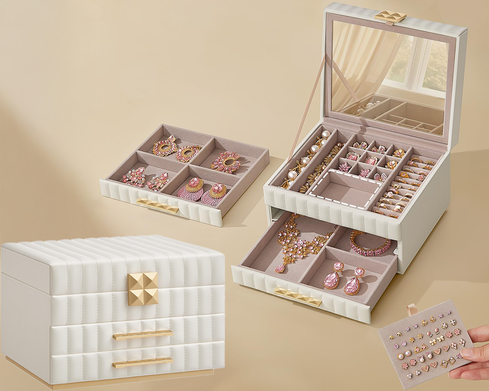 3-Tier Jewellery Box with Mirror