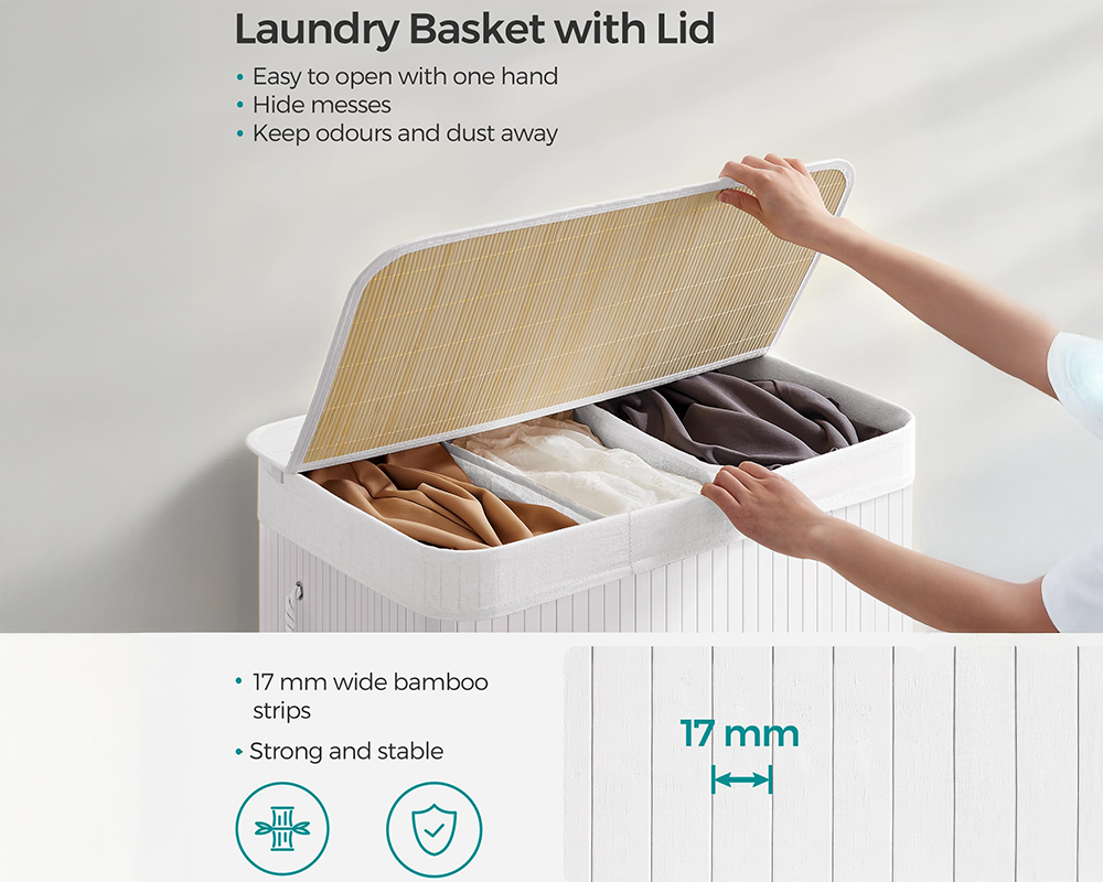 Laundry Hamper 150L Foldable Laundry Hamper with Lid & Liner