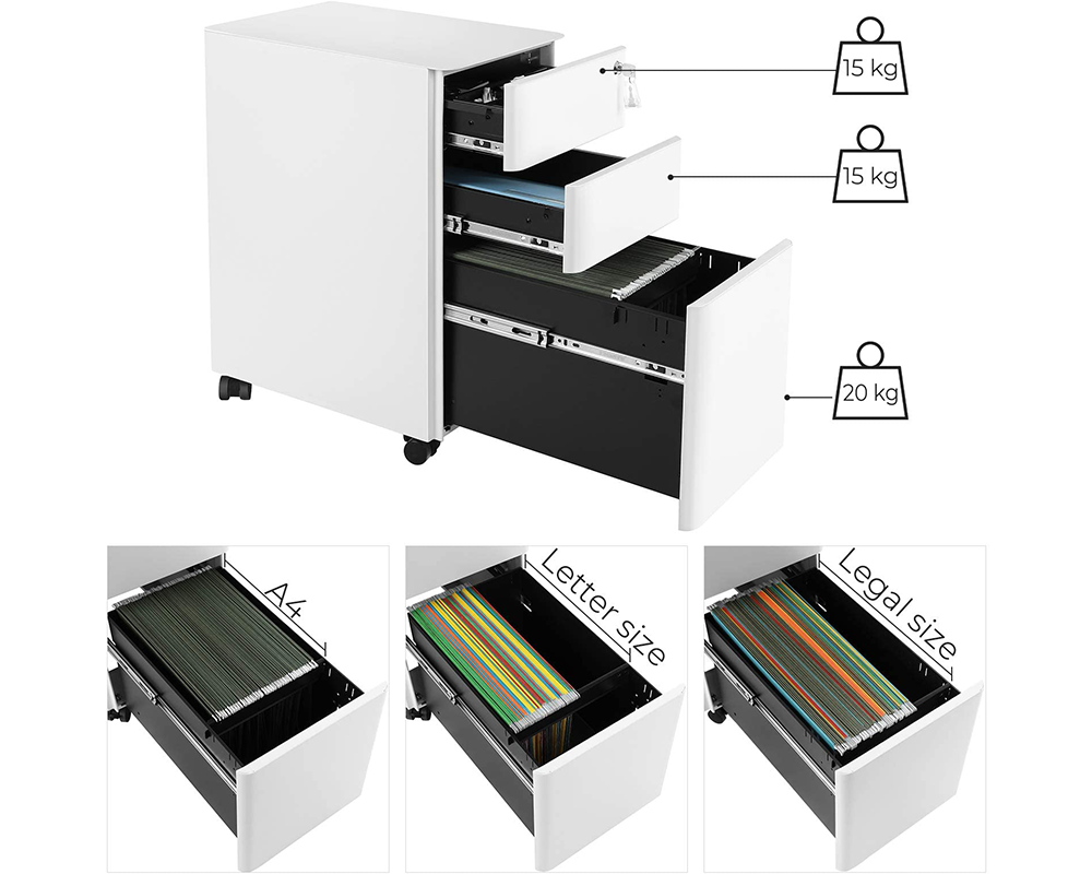 Office Filing Cabinet with Wheels File Organiser