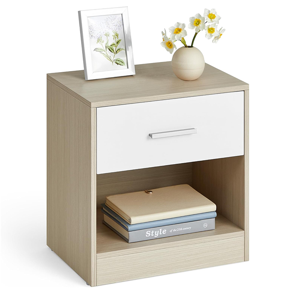 VASAGLE Nightstand with Drawer and Open Compartment Bedside Table