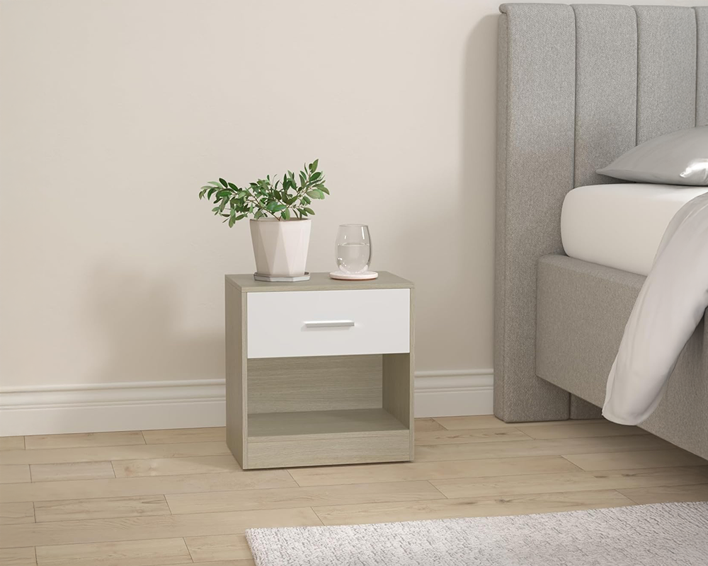 VASAGLE Nightstand with Drawer and Open Compartment Bedside Table