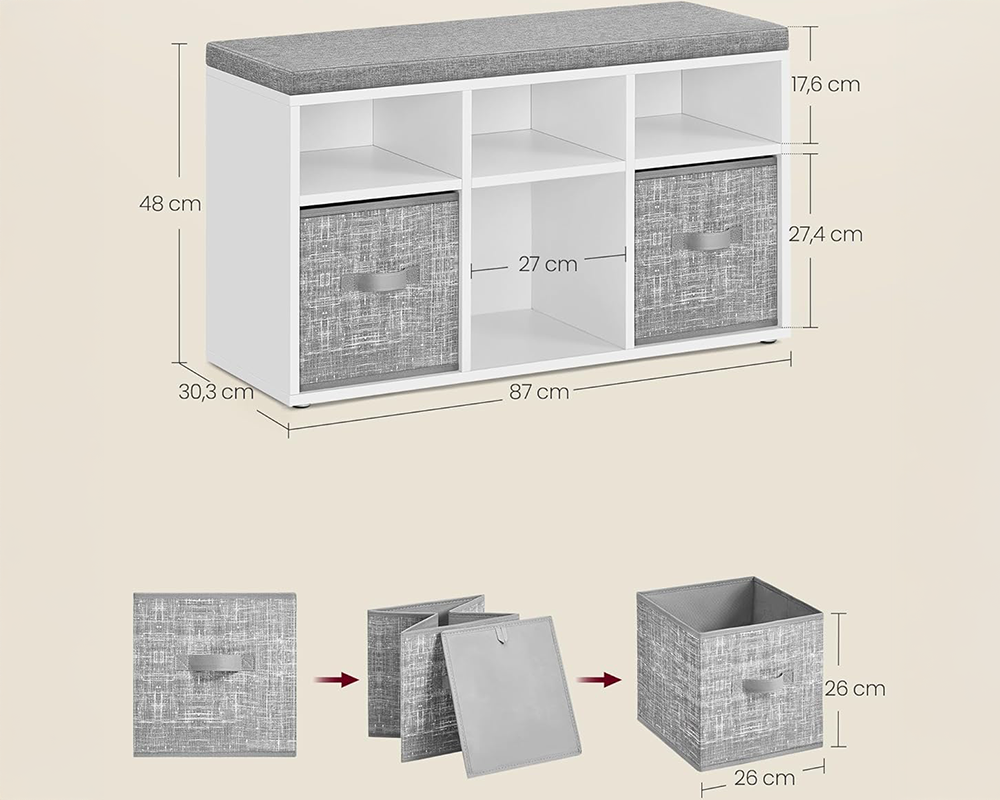 VASAGLE Shoe Bench Storage Cabinet with Cushion
