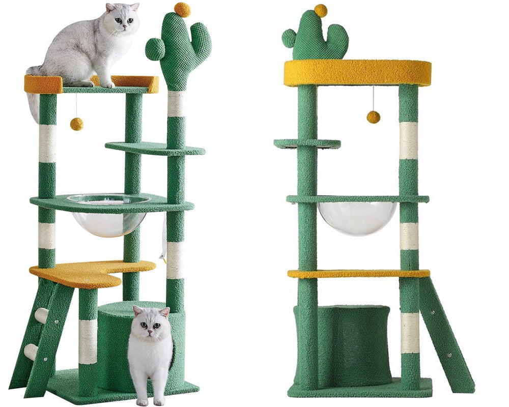 Cat Tree House 144cm Cat Tree House Tower Scratcher Cactus Design