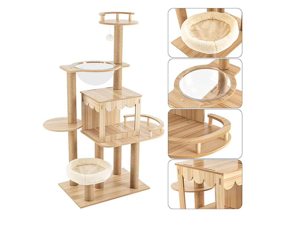 Cat Tower Activity Center Condo - Premium Cat Scratching Post with Sisal, Plush Toys, and Multiple Platforms for Indoor Cats