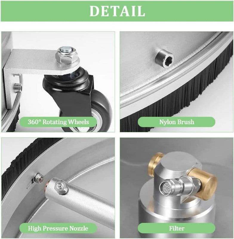 24 Inch Stainless Steel Rotating Surface Cleaner with Handle