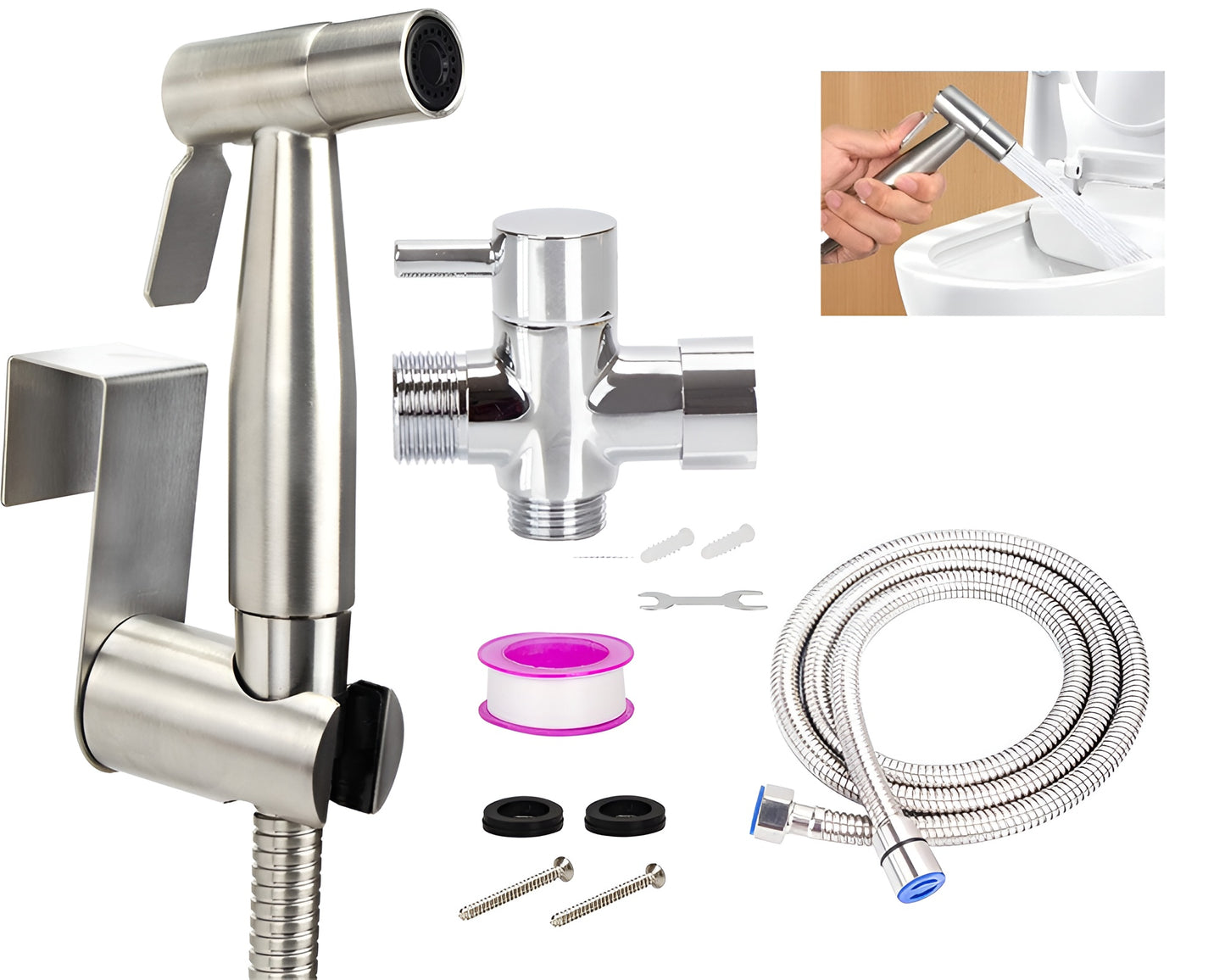 Toilet Hand Shower Stainless Steel, Bidet Hand Shower, WC Bidet Shower