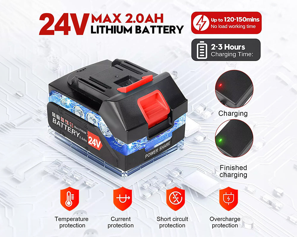 Electric Cordless 24V Lawnmower – Battery-Powered, Metal Blade, Telescopic Handle, Low Noise, Portable Weed Trimmer for Gardens & Farms