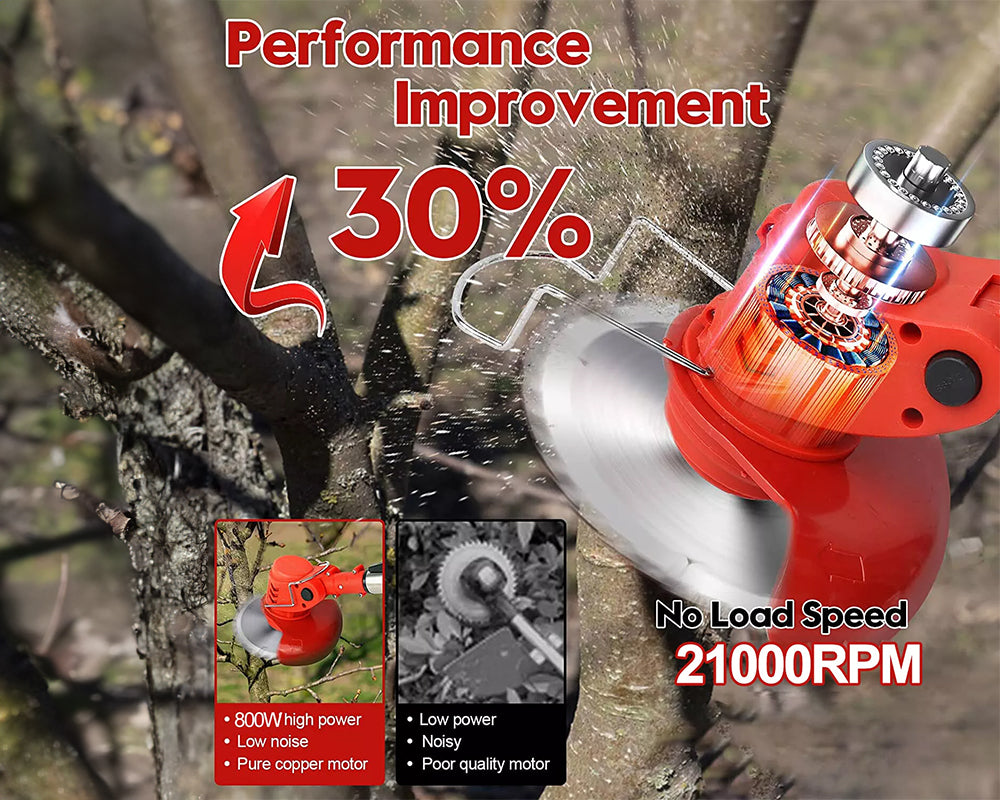 Electric Cordless 24V Lawnmower – Battery-Powered, Metal Blade, Telescopic Handle, Low Noise, Portable Weed Trimmer for Gardens & Farms