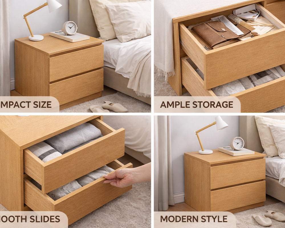 Bedside Table Modern Bedside Table with Drawer Storage