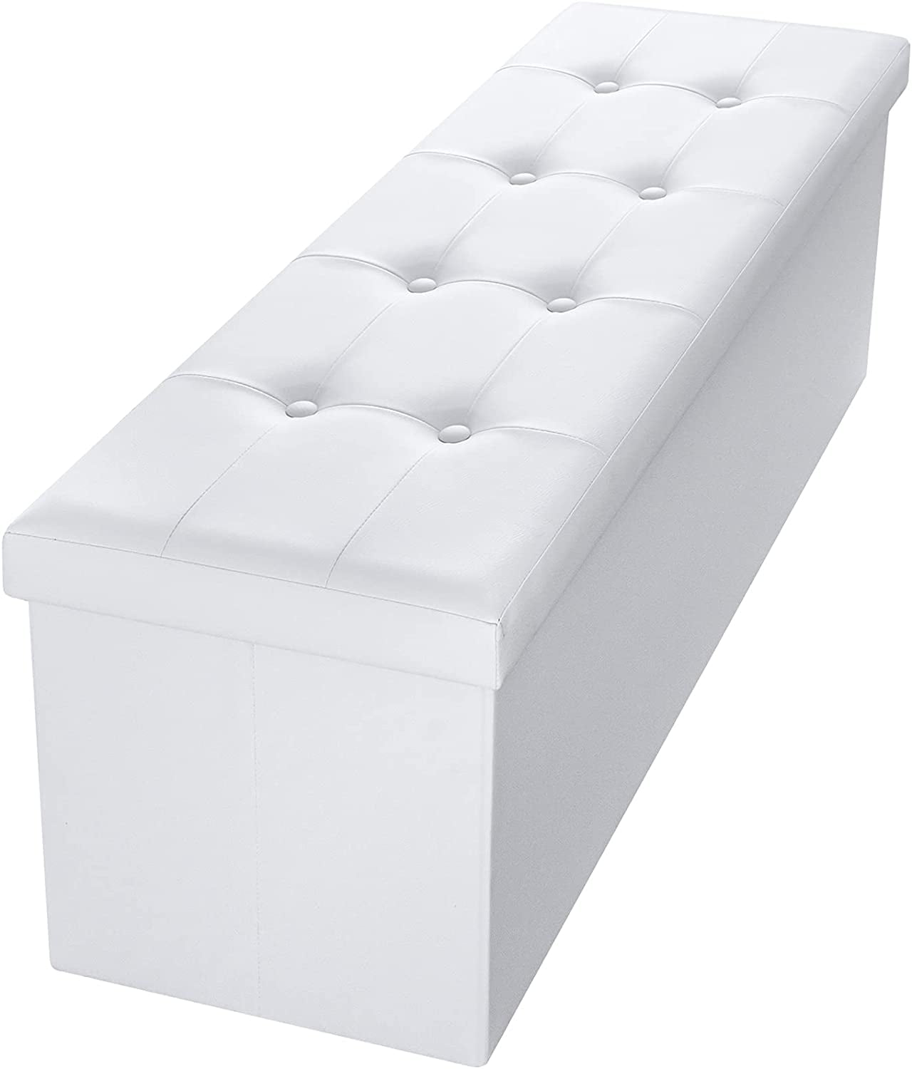 Folding Ottoman Storage Bench White