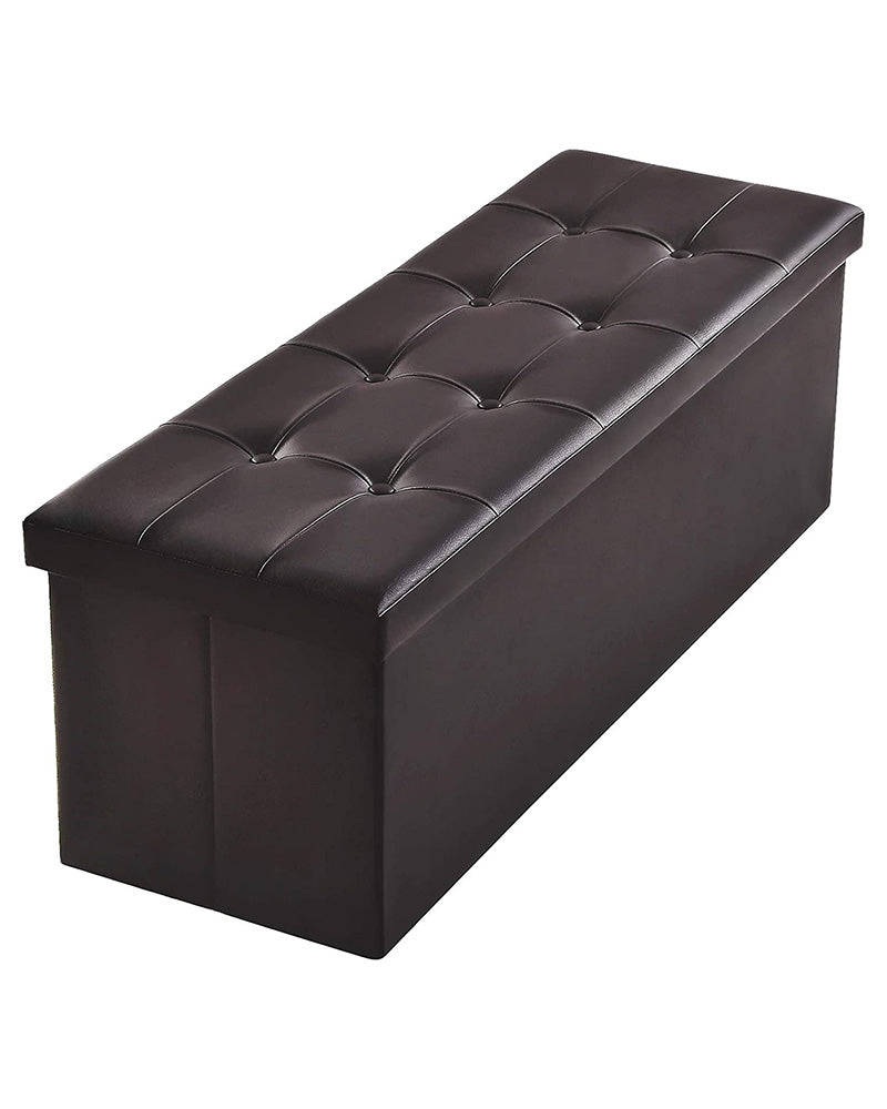 Folding Ottoman Storage Bench – Coffee