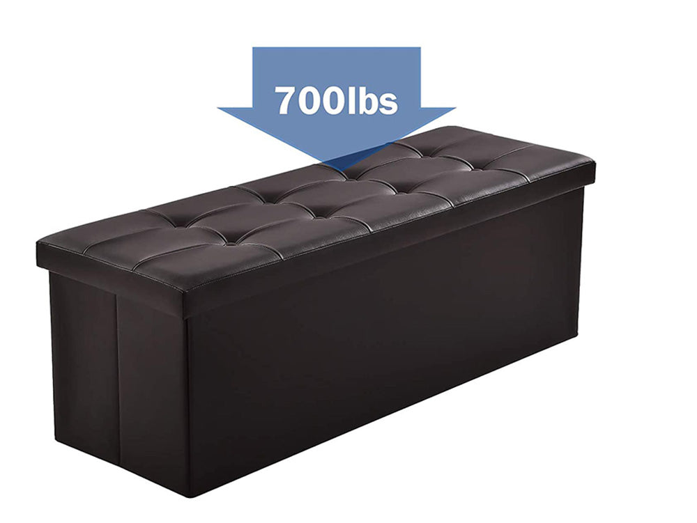 Folding Ottoman Storage Bench – Coffee