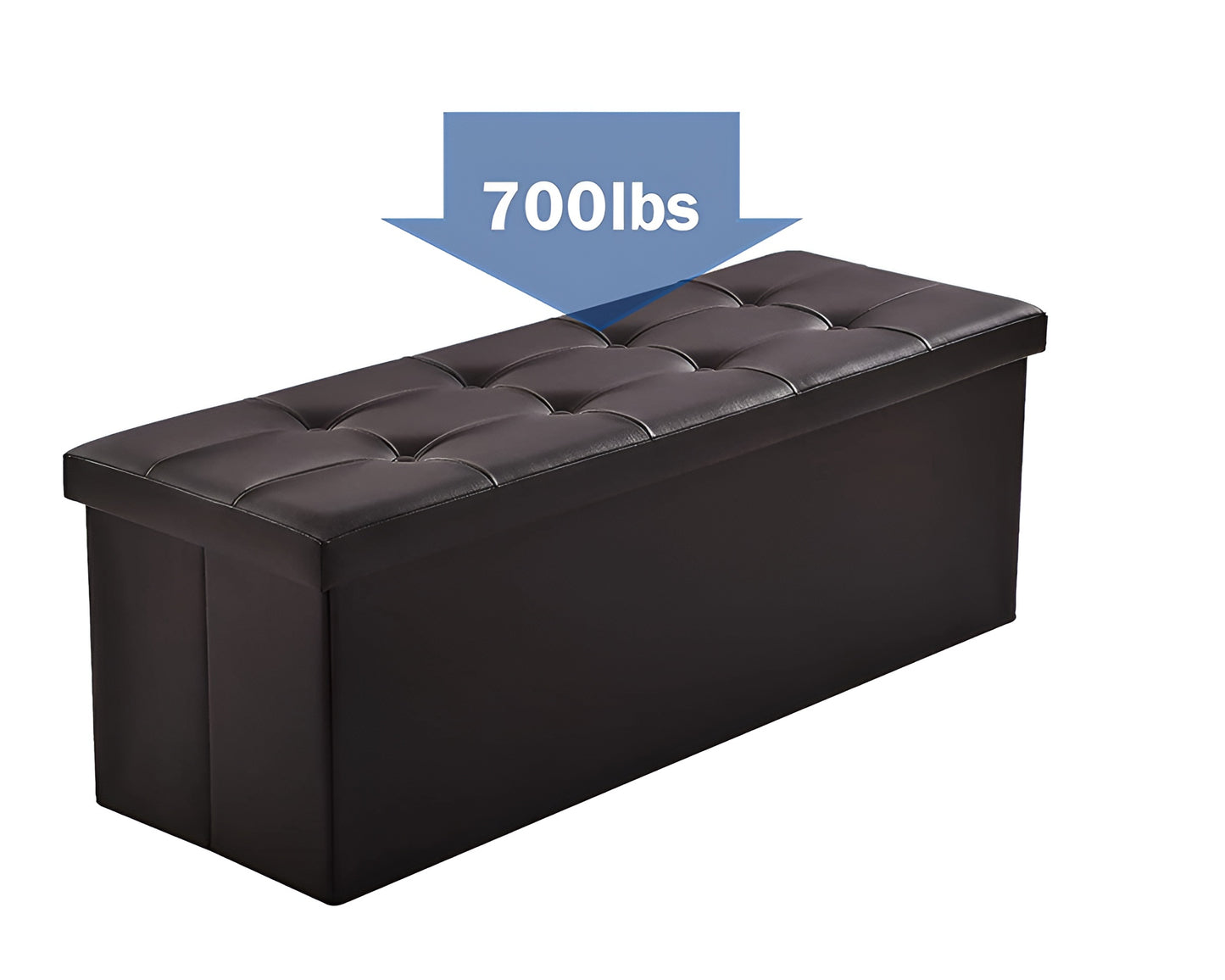 Folding Ottoman Storage Bench - Coffee
