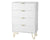 White 4-Drawer Dresser for Bedroom – Modern Storage Cabinet with Golden Handles Tallboy Chest of Drawer