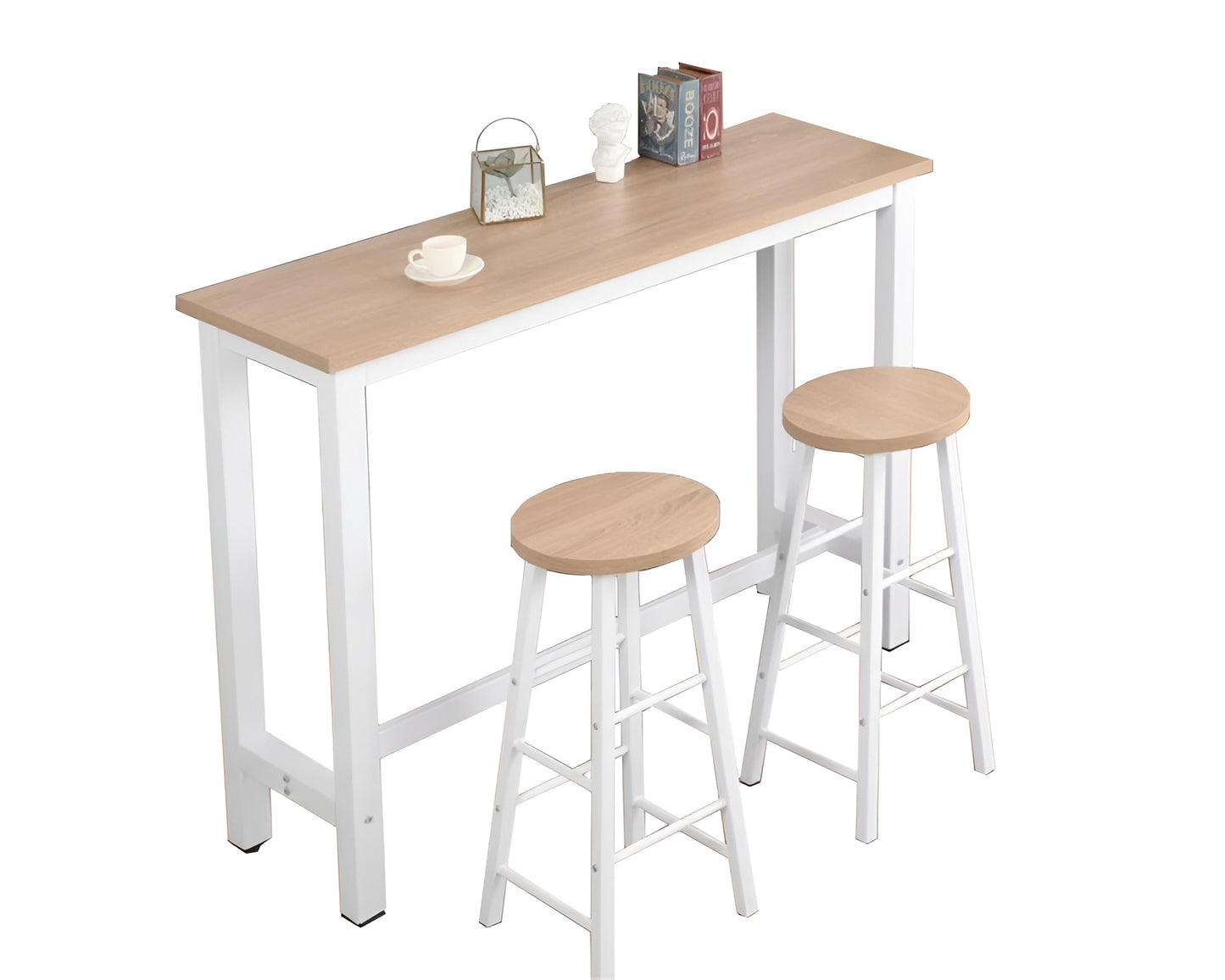 Modern Bar Table with 2 Stools - Space-Saving Counter Height Set for Home or Apartment