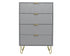 CURA Grey 4-Drawer Dresser for Bedroom Tallboy – Modern Storage Cabinet Tallboy with Golden Handles Tallboy Chest of Drawer