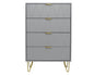 CURA Tall Boy Dresser 4 Drawer Tall Boy with Golden Handles