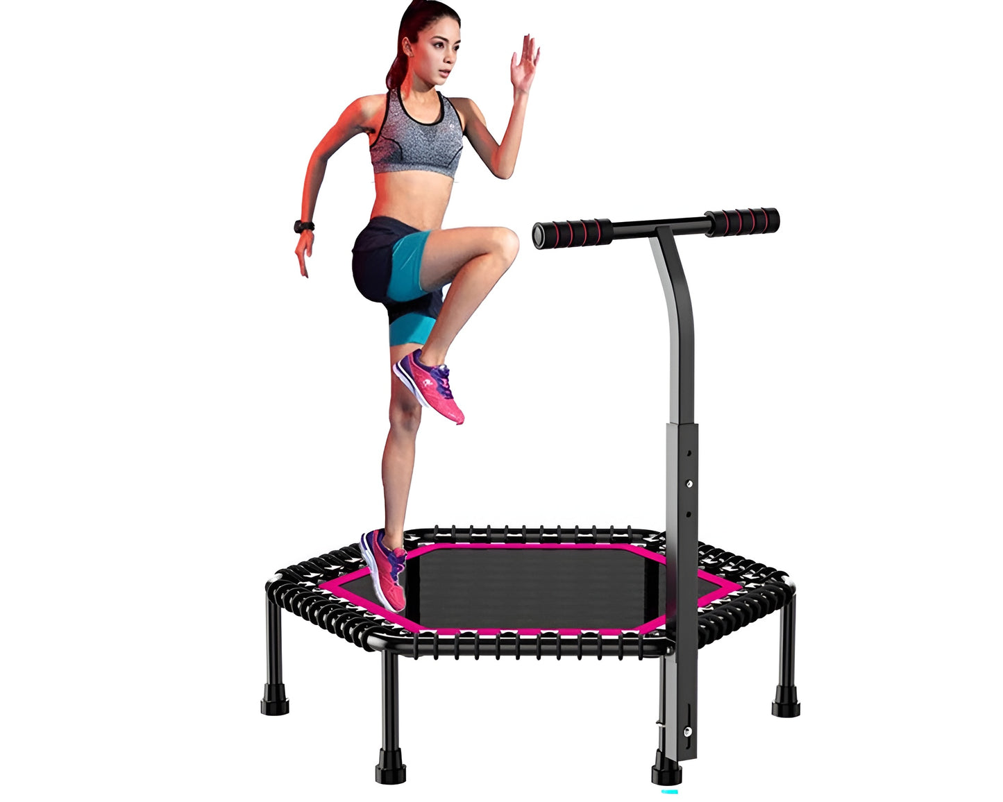50" Fitness Trampoline Gym Cardio Home Exercise Handrail Rebounder - Red