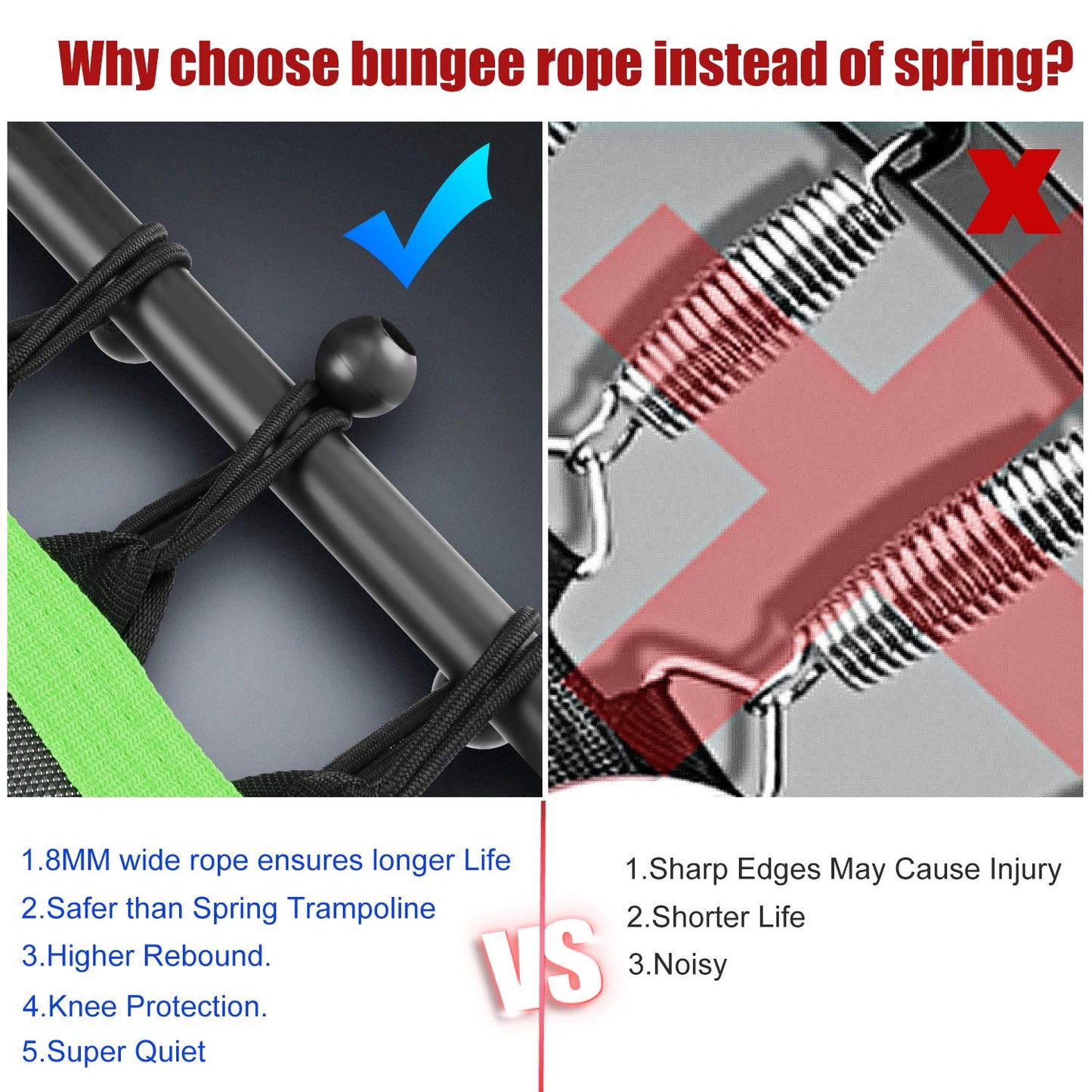 50" Fitness Trampoline with Handrail – Red Gym Cardio Rebounder