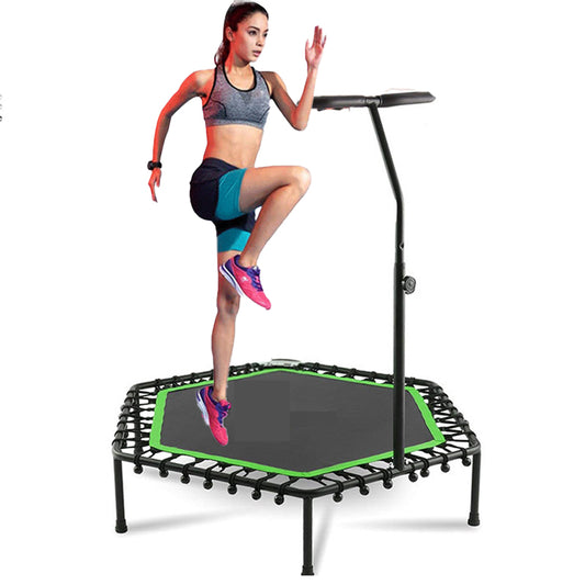 50" Fitness Trampoline with Handrail – Red Gym Cardio Rebounder