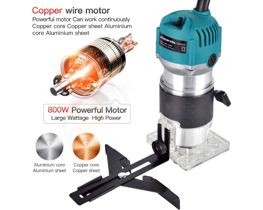 Wood Router 800W Electric Wood Router with 15 Bits for Cutting & Grooving