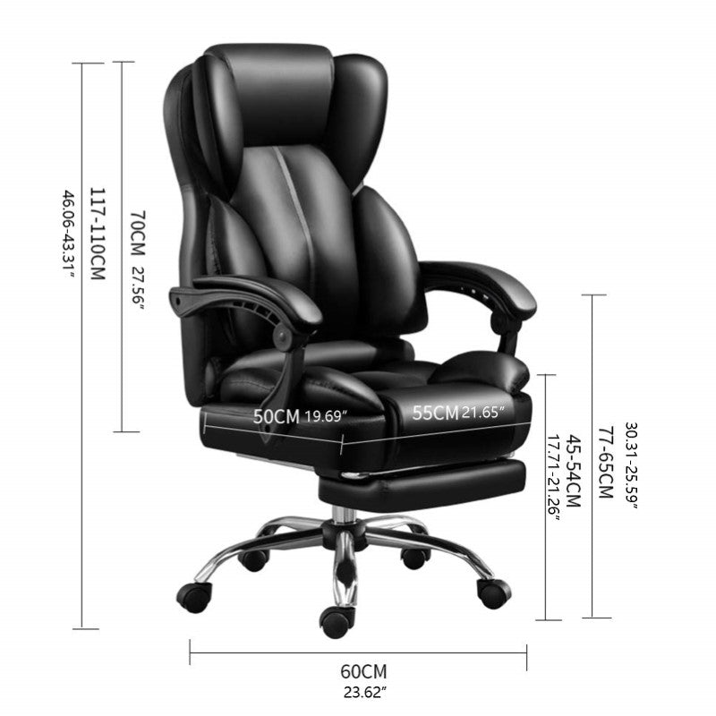 PU Leather Executive Office Chair Retractable Footrest