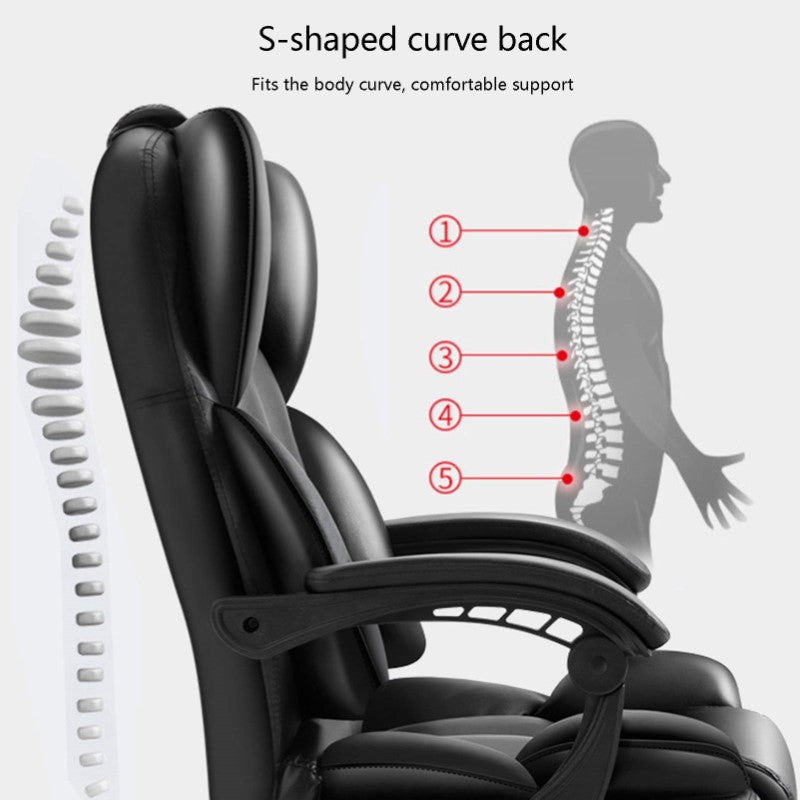 PU Leather Executive Office Chair Retractable Footrest