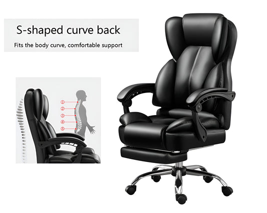 PU Leather Executive Office Chair Retractable Footrest