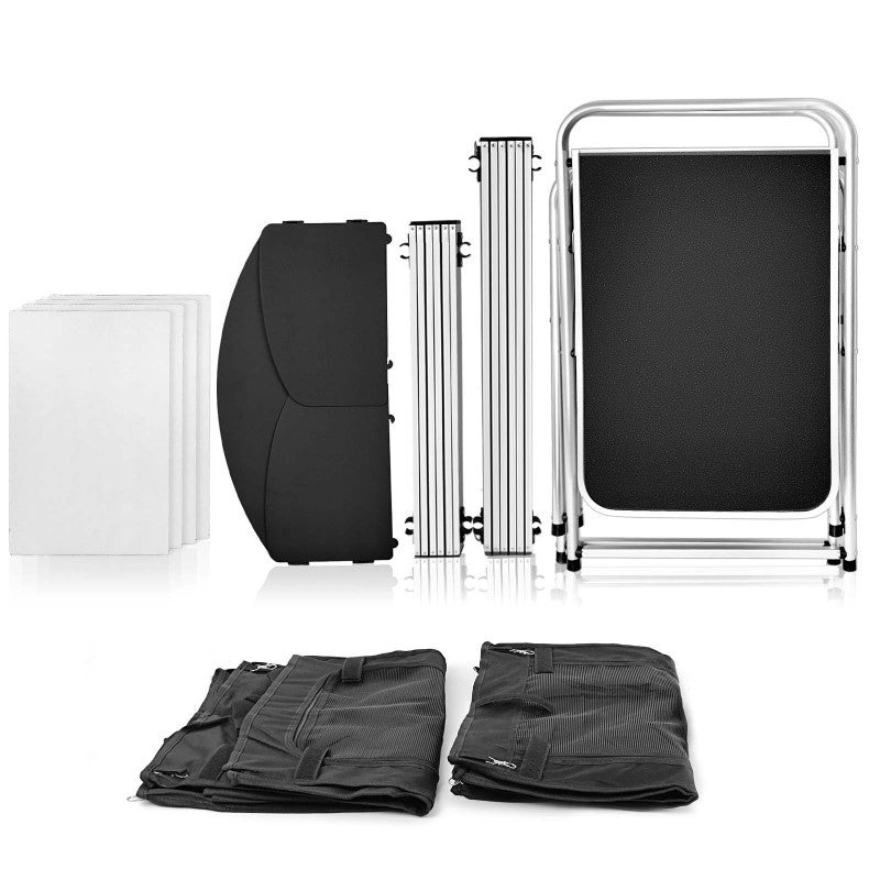 Deluxe Camping Kitchen - Foldable Portable Outdoor Cooking Station with Storage, Work Benches, and Steel Wind Shield