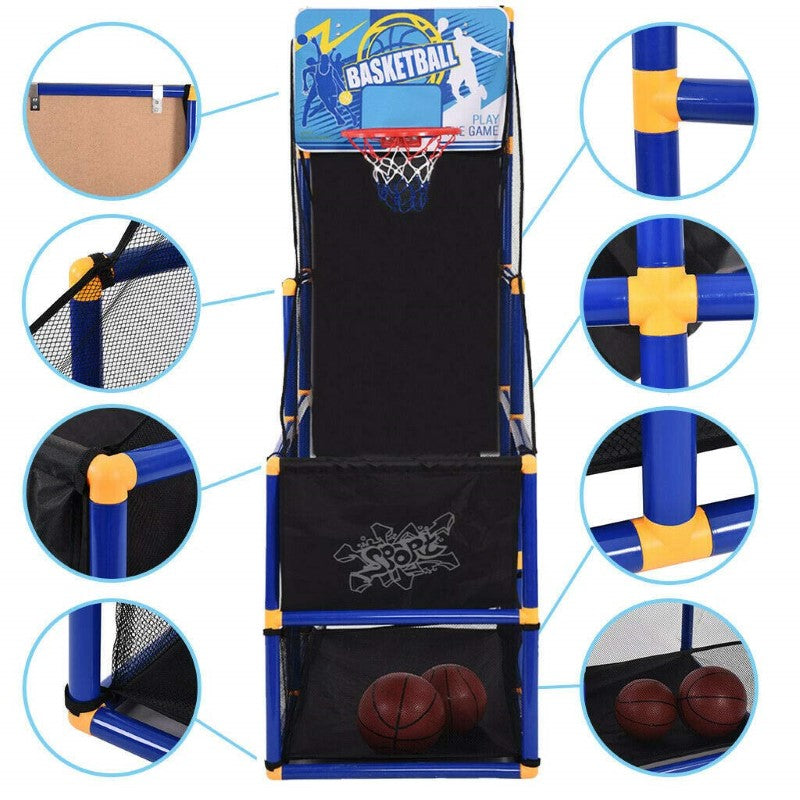 Arcade Basketball Game Set with 2 Balls and Hoop for Kids 3 to 12 Years Old Indoor Outdoor Sport Play