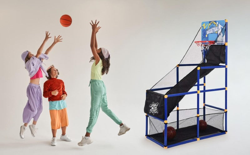 Arcade Basketball Game Set with 2 Balls and Hoop for Kids 3 to 12 Years Old Indoor Outdoor Sport Play