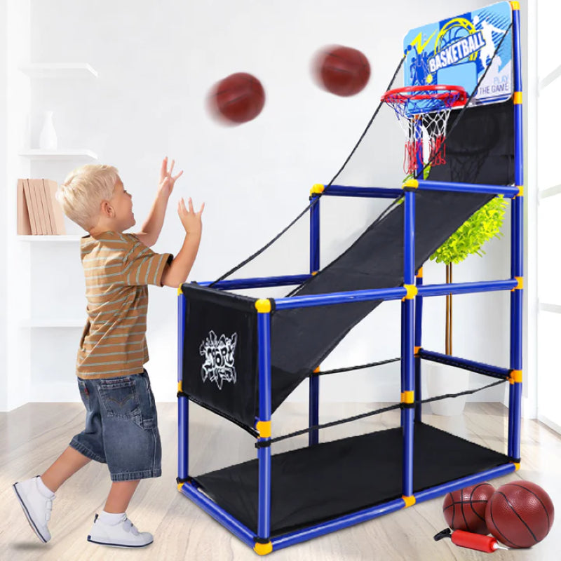 Arcade Basketball Game Set with 2 Balls and Hoop for Kids 3 to 12 Years Old Indoor Outdoor Sport Play