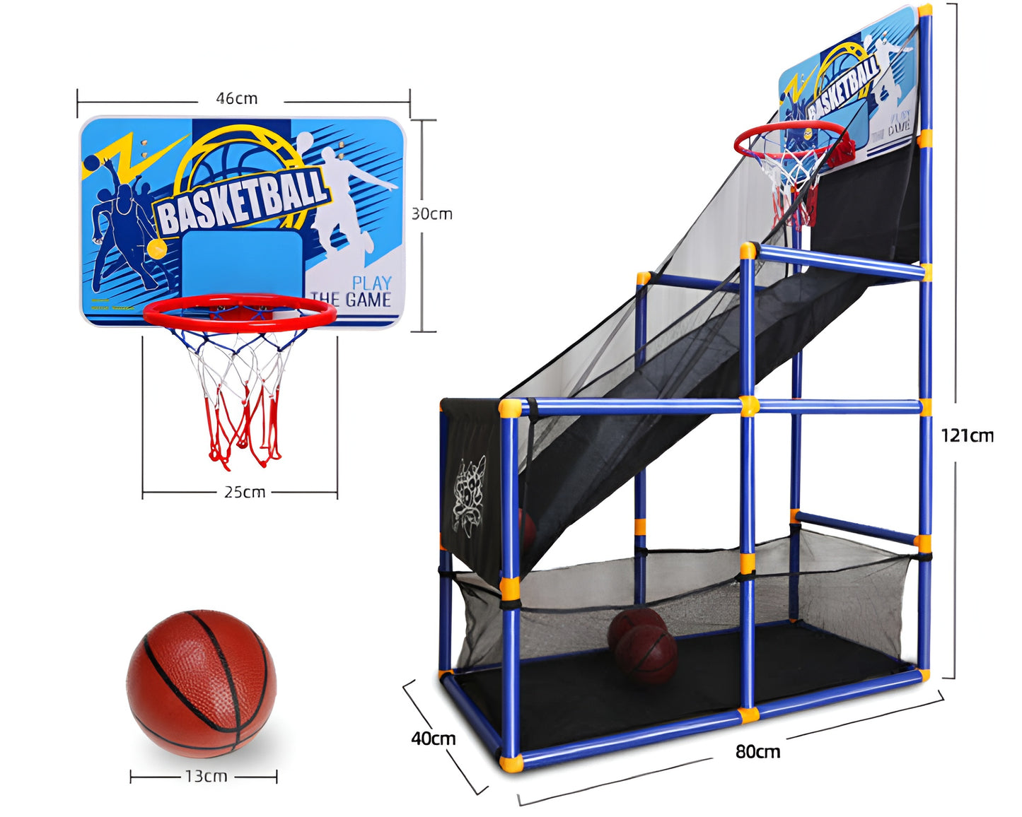 Arcade Basketball Game Set with 2 Balls and Hoop for Juniors 3 to 12 Years Old Indoor Outdoor Sport Play