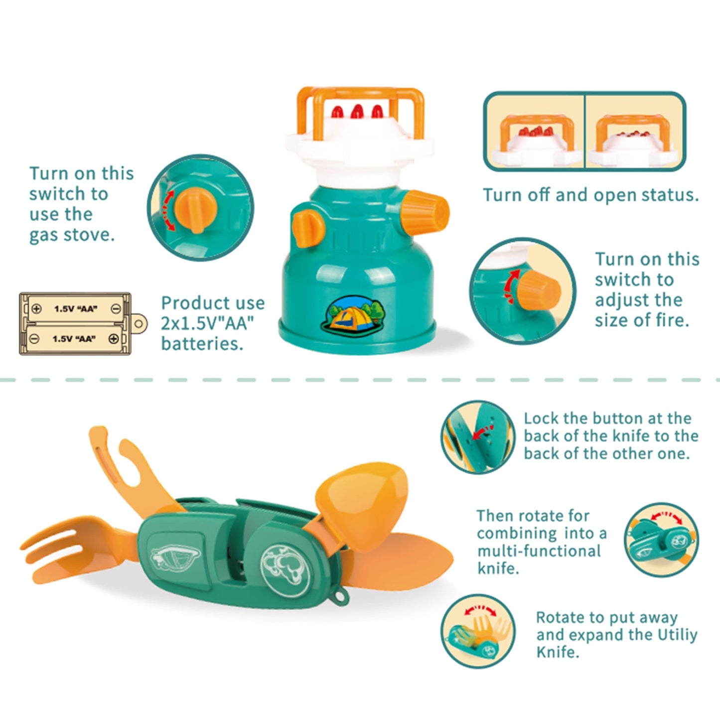 Outdoor Campfire Toy Set for Boys and Girls, Indoor Outdoor Pretend Play Set for Toddlers (3+)