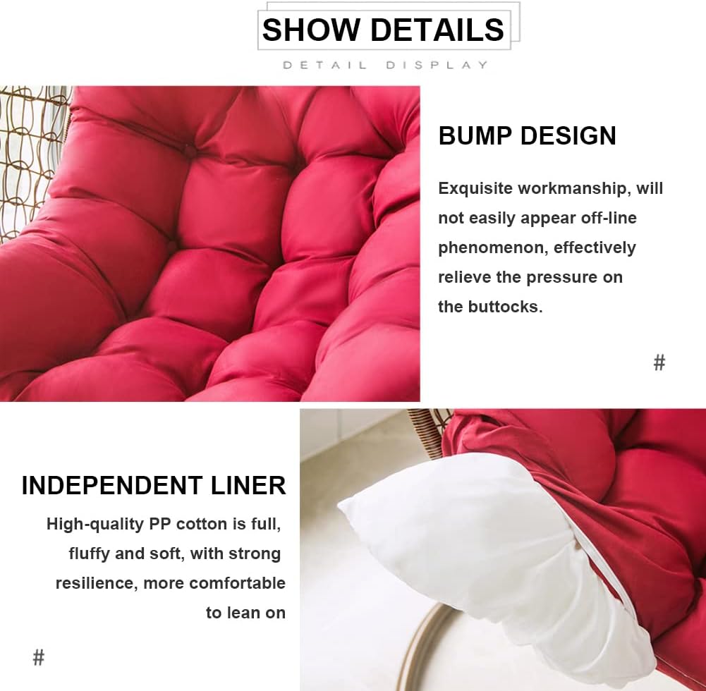 Hanging Chair Cushion | Cushion for Hanging Chair Patio Garden Hanging Basket Chair (Red)