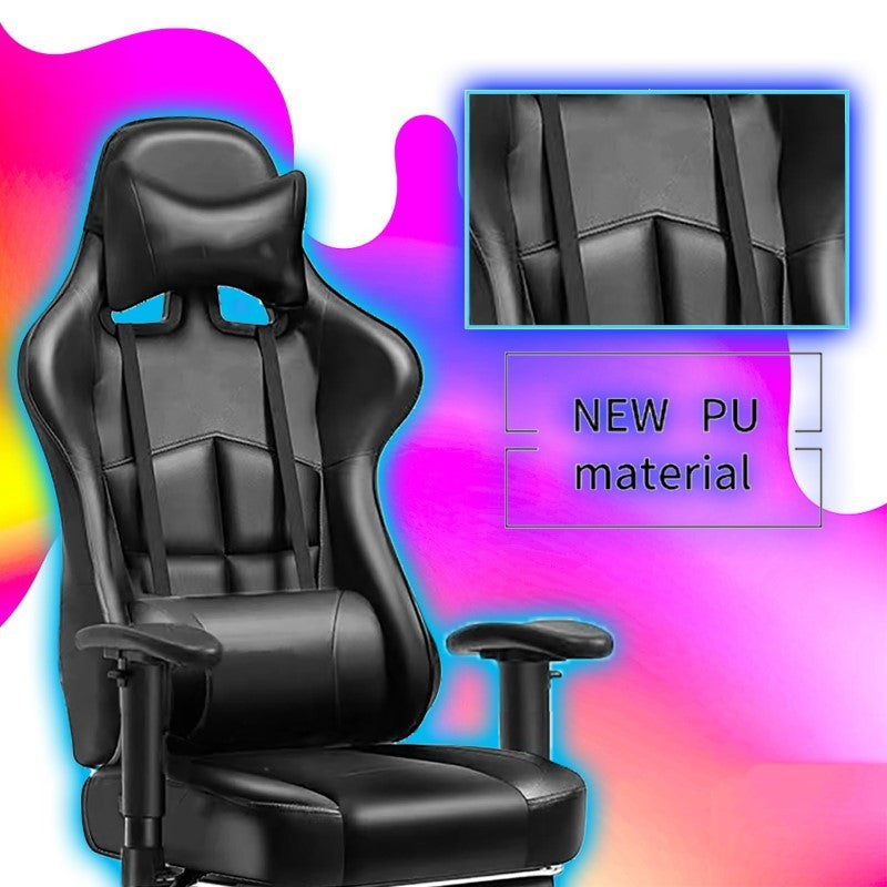 Gaming Office Chair with Footrest – Ergonomic Leather Video Game Chair with Adjustable Armrest, High Back Gamer Chair, and Lumbar Support