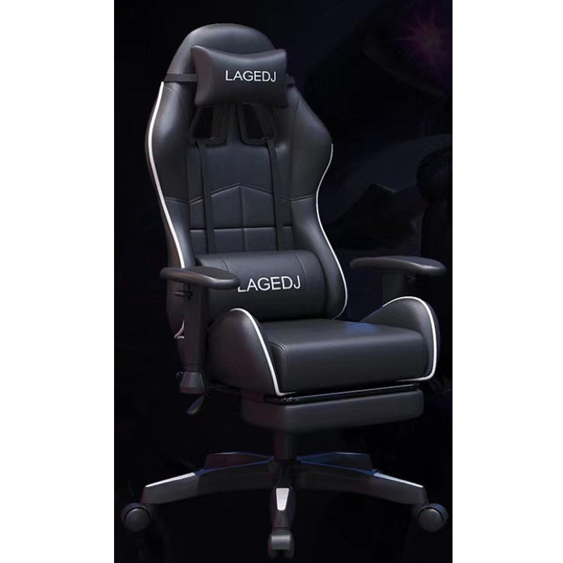 Gaming Office Chair with Footrest – Ergonomic Leather Video Game Chair with Adjustable Armrest, High Back Gamer Chair, and Lumbar Support