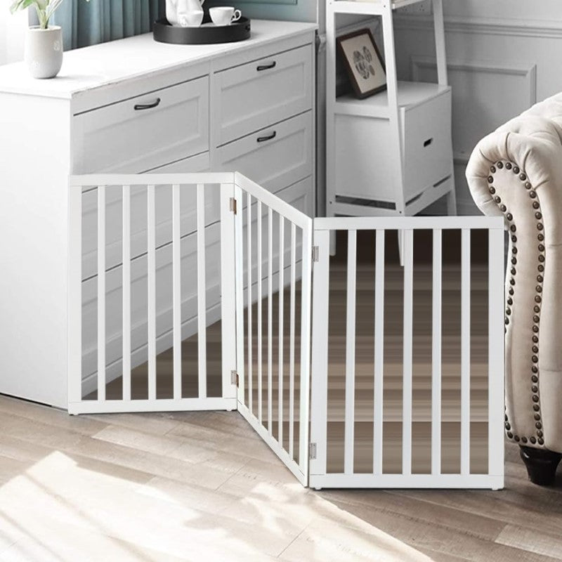 Freestanding Dog Gate with Support Feet - Foldable Pet Safety Gate