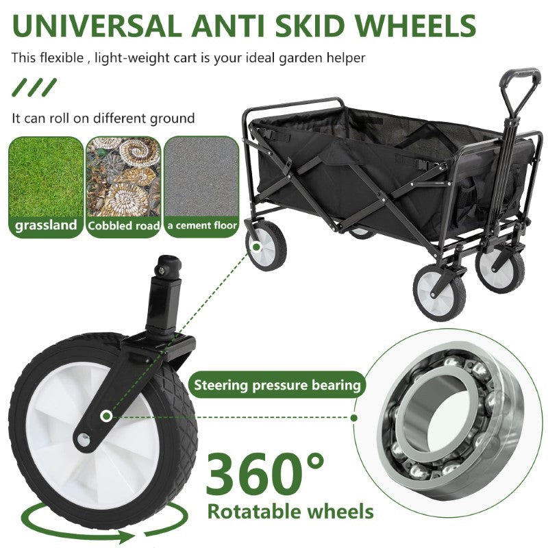 4-Wheel Folding Trolley - Foldable Camping Cart, Portable Garden and DIY Cart, Red