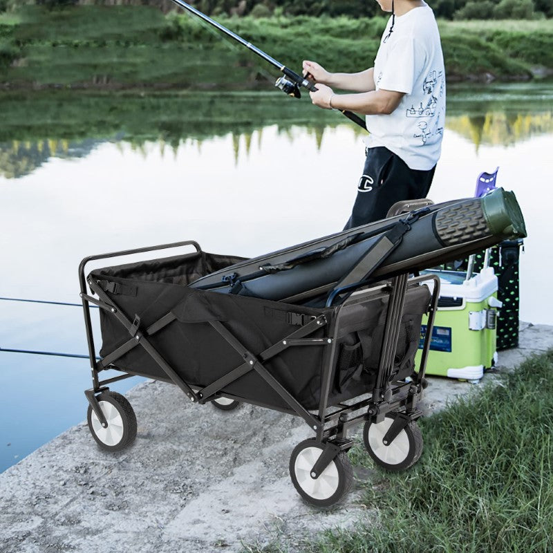 4-Wheel Folding Trolley - Foldable Camping Cart, Portable Garden and DIY Cart, Red