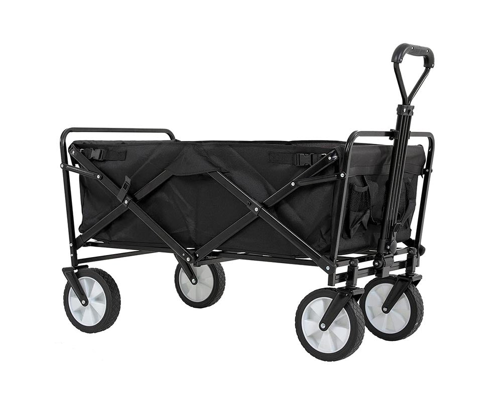 4-Wheel Folding Trolley - Foldable Camping Cart, Portable Garden and DIY Cart, Red