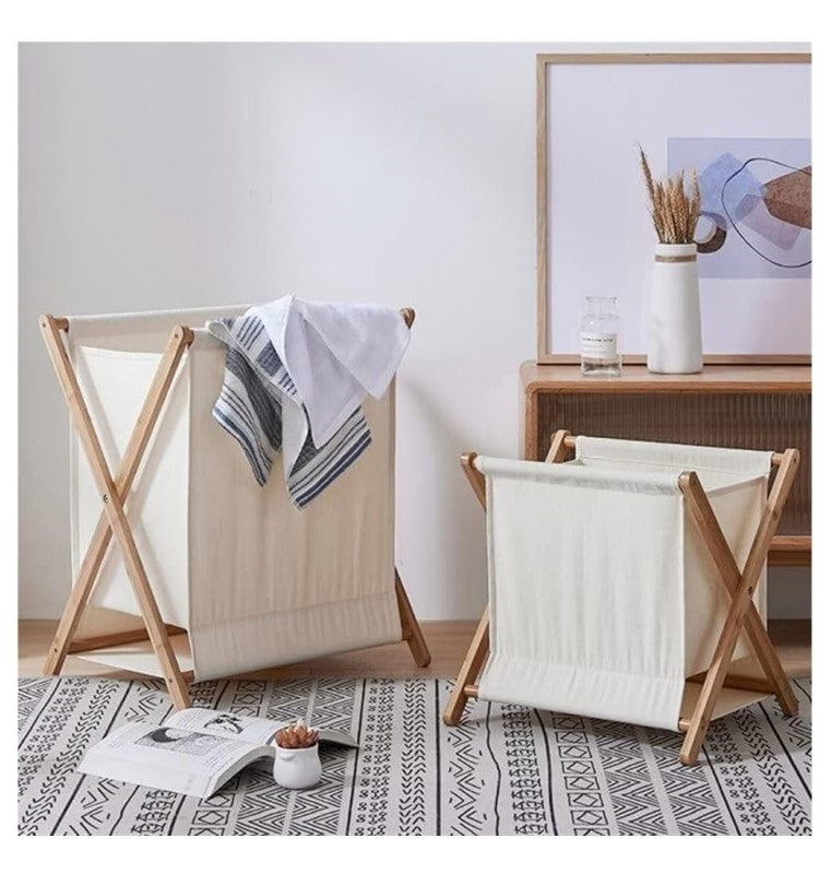 Dirty Clothes Hamper – Laundry Hamper Clothes Storage Bin, Collapsible and Foldable, Wooden Decorative Laundry Basket