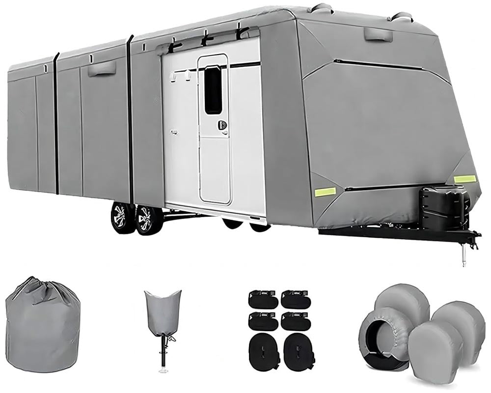 RV Cover - Camper Cover for 17' to 19' RV - Heavy Duty, Waterproof, UV Resistant, Windproof Protection for Travel Trailers