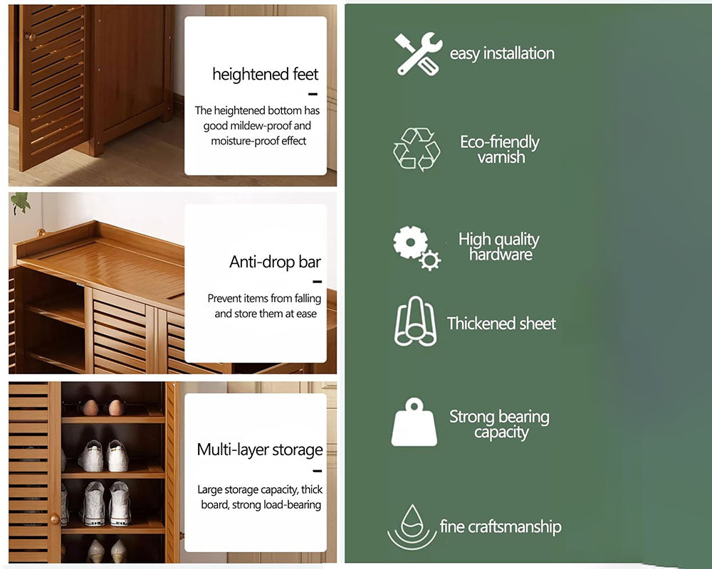 Bamboo Shoe Cabinet with doors