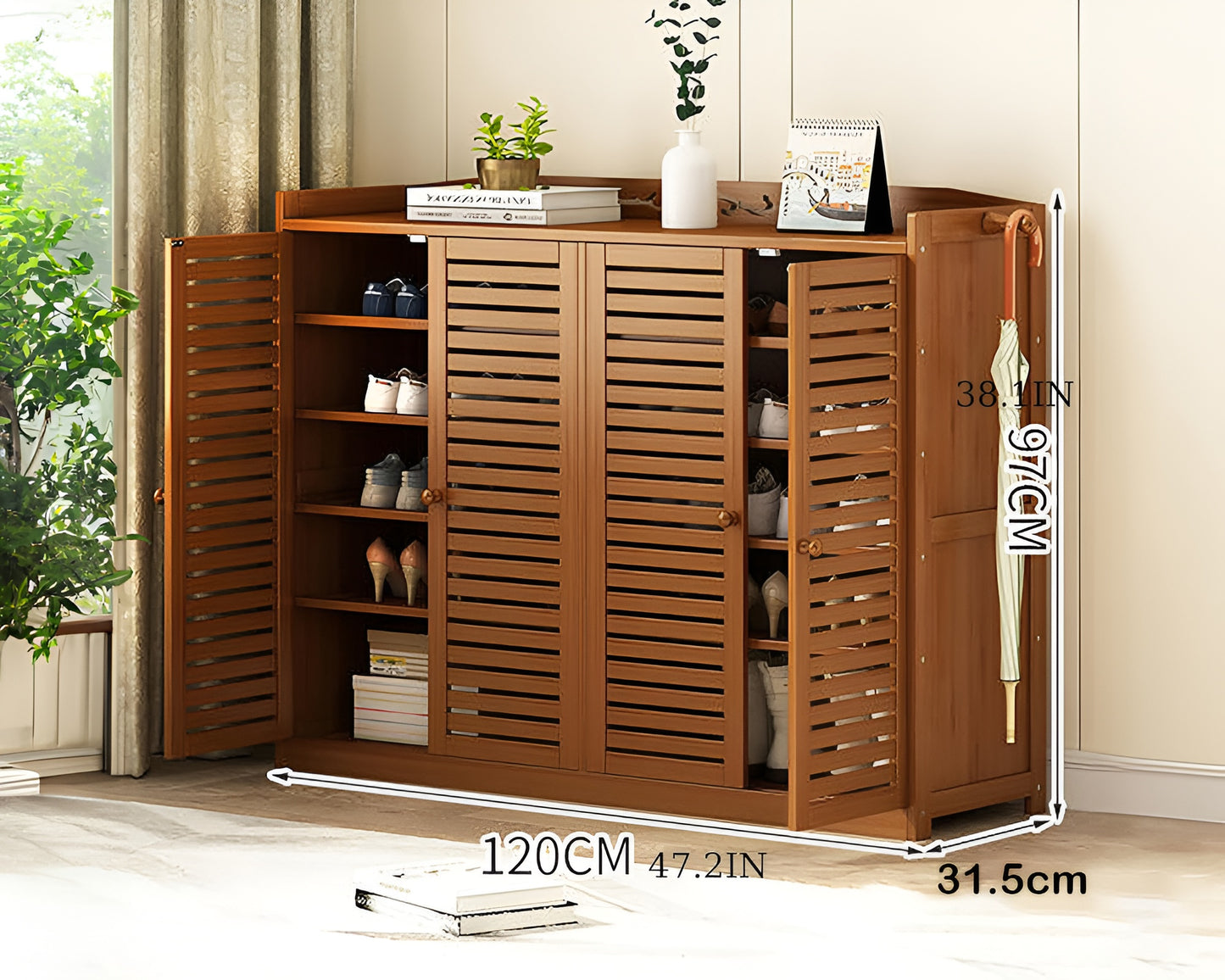 Bamboo Shoe Cabinet with doors