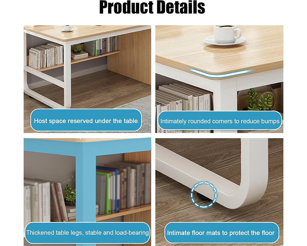 Office Desk with Drawers and Storage Rack – Modern and Versatile