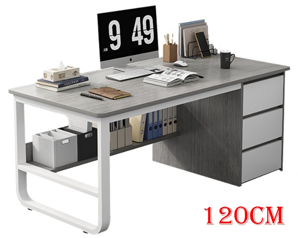 Office Desk with Drawers and Storage Rack – Modern and Versatile