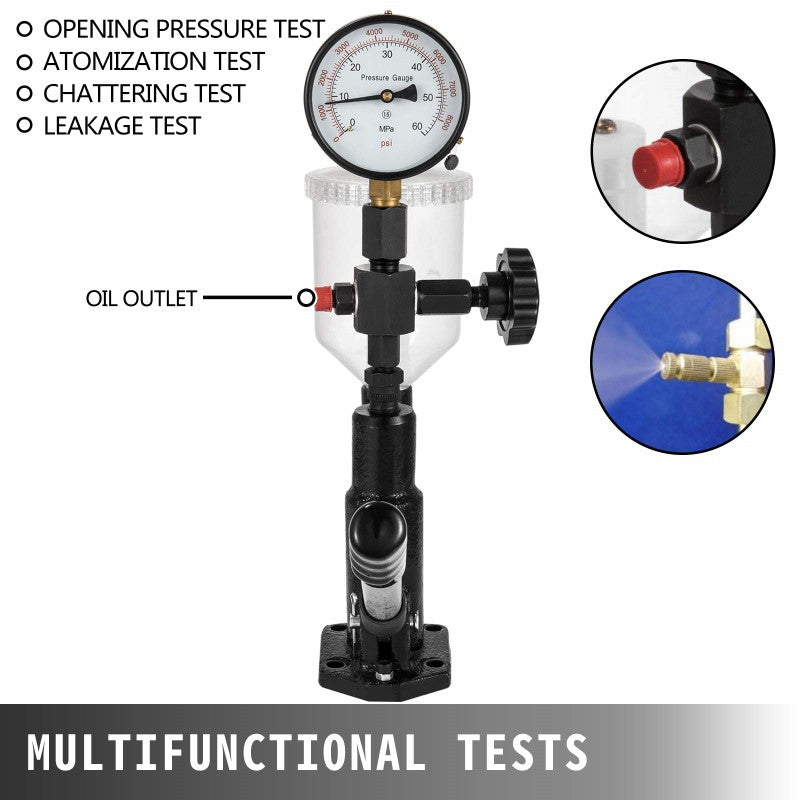 400Bar 6000PSI Diesel Fuel Injector Tester with Dual Scale Gauge