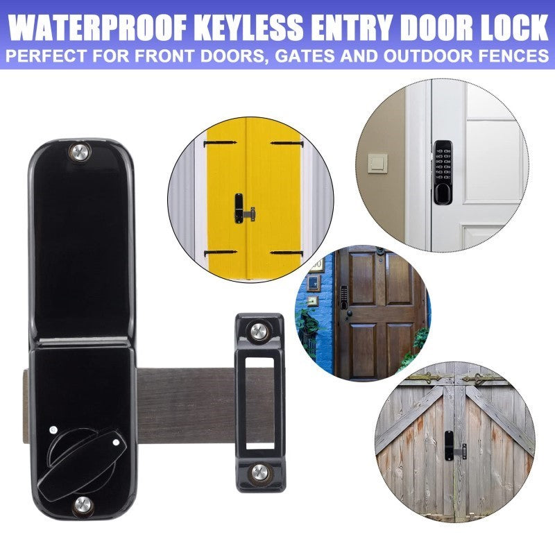 Mechanical Keyless Entry Door Lock – 12-Digit Keypad, Waterproof Zinc Alloy, Surface-Mounted Latch, Outdoor Gate Lock, Black